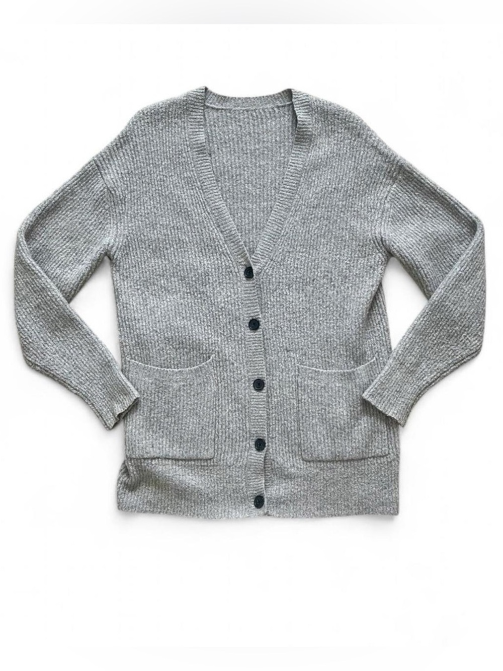 Michael Kors Light Gray Button Front V-Neck Cardigan